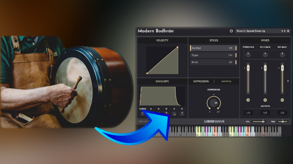 Realistic Percussion Vst & Sample Library For The Free Rhapsody Player (Libre Wave) - Modern Bodhran