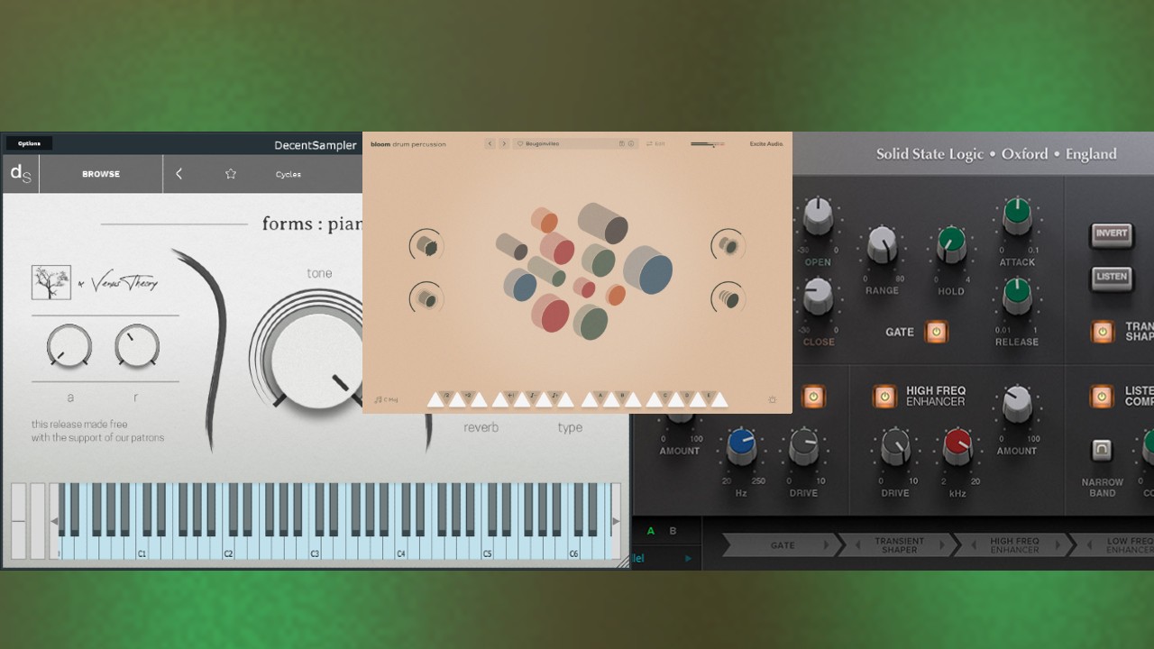 2 New FREE VSTs & 2 Deals - Excite Audio, Venus Theory & Solid State Logic (Bloom Drum Percussion Lite, SSL Drumstrip, SSL Essentials Bundle)